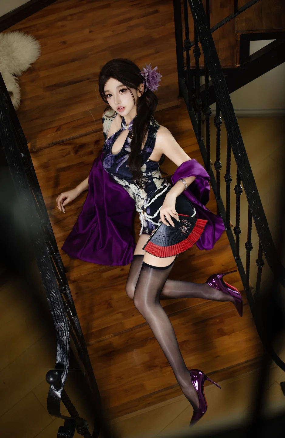 过期米线线喵 - No.169 紫韵旗袍 [20P-113MB] tg@simisebaisi 【丝足阁】014.webp